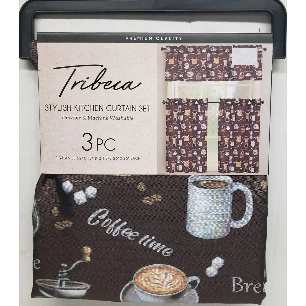 3pc. Kitchen Curtains Set:2 Tiers(26